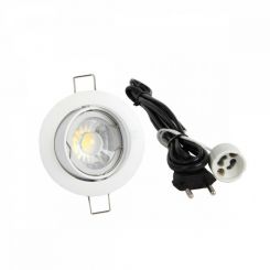 LED inbouwspot systeemplafond - 4000K - 5 Watt - kantelbaar Frame wit - GU-10 fitting - rond 92 mm - gatmaat 80 mm - snoer en stekker