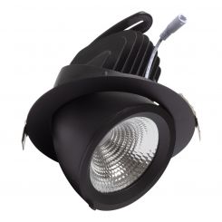 LED downlight 28 / 42 watt - kantelbaar- draaibaar - 3000K - rond 190 mm - gatmaat 175 mm - banaanspot - ZWART huis - adereind aansluiting