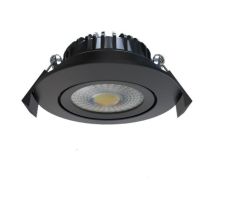 LED spot kantelbaar - 6 watt Dimbaar - kleur zwart - CCT 2700 / 3000 / 4000K - IP44 - 60° - rond 82 mm - gatmaat 68 mm - kroonsteen aansluiting