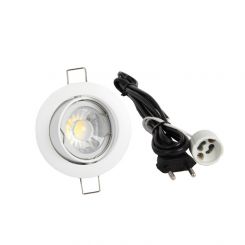 LED spot compleet - 4000K - dimbaar 5,5 Watt - kantelbaar Frame wit - 550 lm - 60 graden - rond 92 mm - gatmaat 80 mm - snoer en stekker